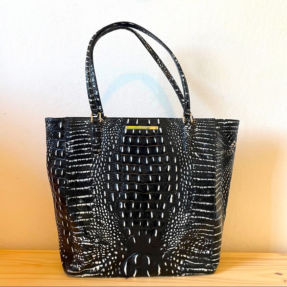Large black & white Brahmin tote